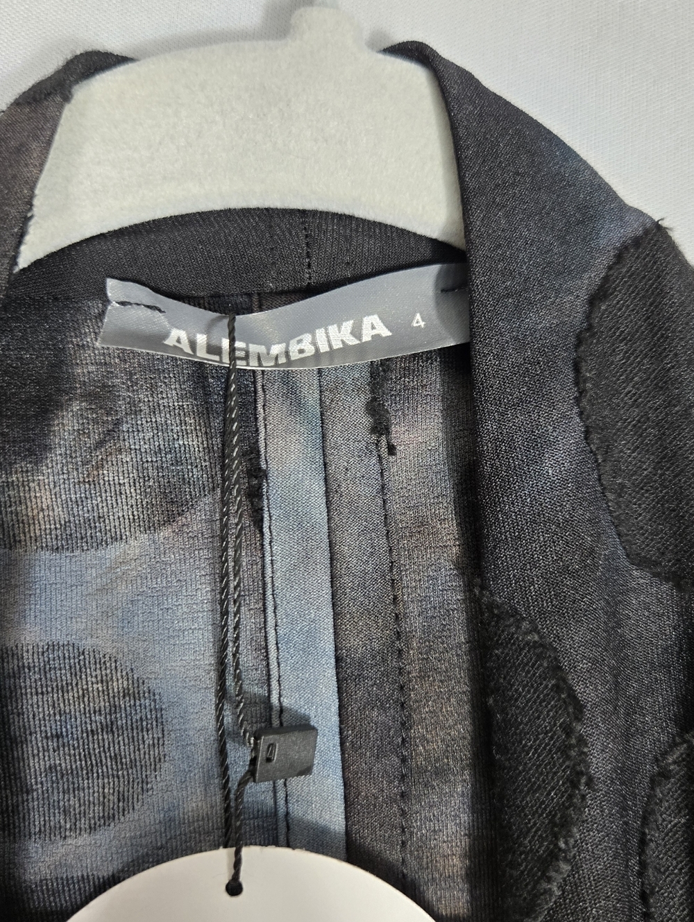 Alembika Knit Open Front Drape Swing Jacket Size 12 14 Black Grey Circle Print - Picture 3 of 16